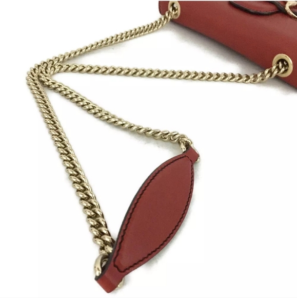 GUCCI Emily Horse Bit Leather Chain Shoulder Bag Red - Picture 5 of 11